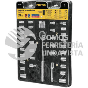 23973 JUDA-40PB JUEGO DE 39 HERRAMIENTAS 1/4" Y 3/8" PARA MECANICO PRETUL