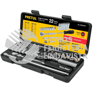 23981 JD-1/4X22SAE-P JUEGO DE 22 HERRAMIENTAS 1/4" STD PARA MECANICO PRETUL