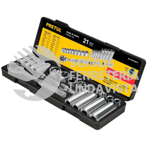 21187 JD-3/8X21SAE-P JUEGO DE 21 HERRAMIENTAS 3/8" STD PARA MECANICO PRETUL