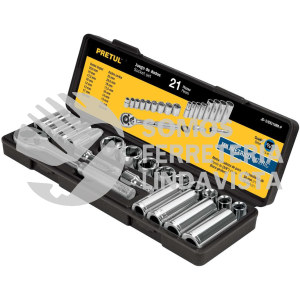 21191 JD-3/8X21MM-P JUEGO DE 21 HERRAMIENTAS 3/8" MM PARA MECANICO PRETUL