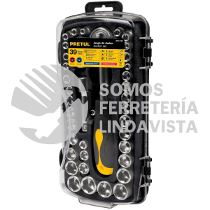 23969 JUDA-38P JUEGO DE 39 HERRAMIENTAS 1/4" Y 3/8" PARA MECANICO PRETUL