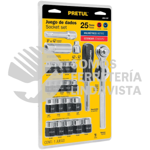 23974 JUDA-29P JUEGO DE 25 HERRAMIENTAS 1/4" Y 3/8" PARA MECANICO PRETUL
