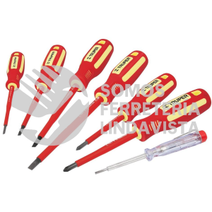 14196 DTJ-7D JUEGO 6 DESARMADORES DIELECTRICOS Y 1 PROBADOR DE CORRIENTE TRUPER