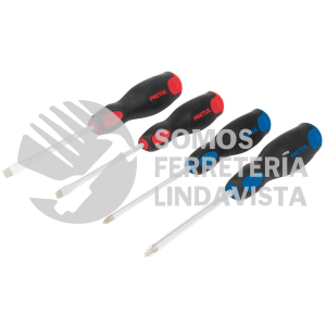 20218 JD-4BP JUEGO DE 4 DESARMADORES MANGO COMFORT GRIP PRETUL