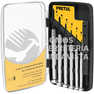 21382 J-DEJ-6P JUEGO CON 6 DESARMADORES DE PRECISION MANGO METALICO PRETUL