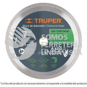12977 DID-145 DISCO DE DIAMANTE DE 4-1/2" X 1.6 MM RIN CONTINUO TRUPER