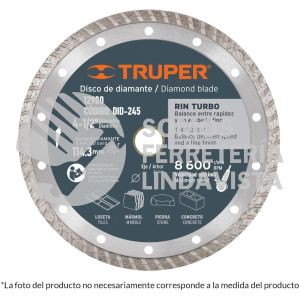 12980 DID-245 DISCO DE DIAMANTE DE 4-1/2" X 2.2 MM RIN TURBO TRUPER