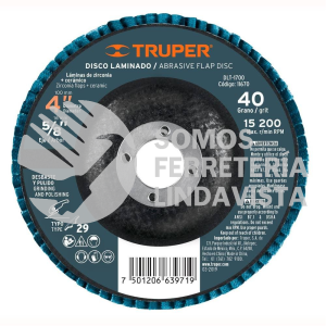 11670 DLT-1700 DISCO LAMINADO 4" GRANO 40 CENTRO 5/8" TRUPER