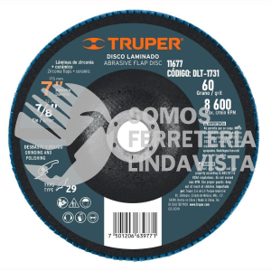 11677 DLT-1731 DISCO 7" LAMINADO GRANO 60 CENTRO 7/8" TRUPER