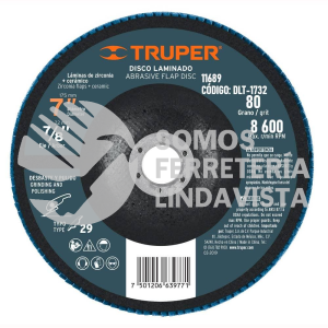 11689 DLT-1732 DISCO 7" LAMINADO GRANO 80 CENTRO 7/8" TRUPER