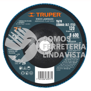 11678 DLT-1733 DISCO 7" LAMINADO GRANO 120 CENTRO 7/8" TRUPER