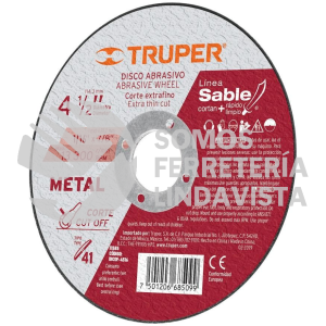 11585 DICOF-4516 DISCO TIPO 41 DE 4-1/2" X 1.6 MM CORTE FINO DE METAL SABLE TRUPER