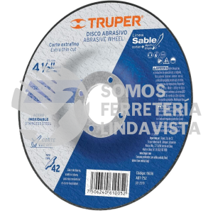 11636 ABT-752 DISCO PARA CORTE ACERO INOXIDABLE TIPO 42 DIAMETRO 4-1/2" TRUPER