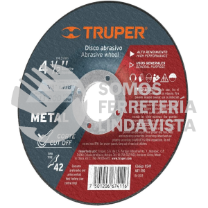 11549 ABT-390 DISCO TIPO 42 DE 4-1/2" X 3.2 MM CORTE METAL TRUPER