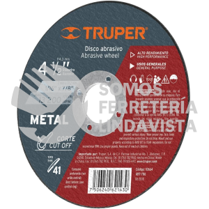 10664 ABT-786 DISCO DE 4-1/2" PARA CORTE DE METAL TIPO 41 TRUPER