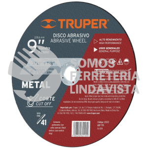 12572 ABT-791 DISCO DE 9" PARA CORTE DE METAL TIPO 41 TRUPER