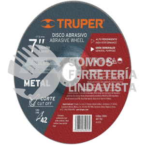 10666 ABT-783 DISCO TIPO 42 DE 7" X 3.2 MM PARA CORTE DE METAL TRUPER