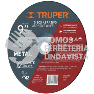 12564 ABT-784 DISCO TIPO 42 DE 9" X 3.2 MM PARA CORTE DE METAL TRUPER