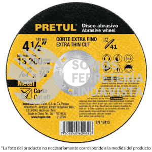22344 DICOF-4512P DISCO TIPO 41 DE 4-1/2" X 1.2 MM CORTE FINO DE METAL PRETUL