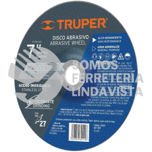 10669 ABT-389 DISCO TIPO 27 DE 7" X 7.2 MM DESBASTE DE ACERO INOXIDABLE TRUPER