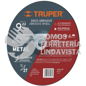 10667 ABT-779 DISCO TIPO 27 DE 9" X 6.4 MM PARA DESBASTE DE METAL TRUPER