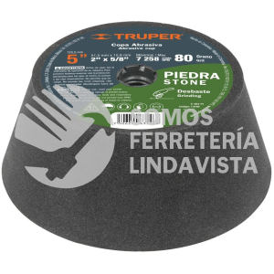 13789 C-364-PI COPA DESBASTE DE PIEDRA 5" GRANO 80 EJE 5/8-11 TRUPER