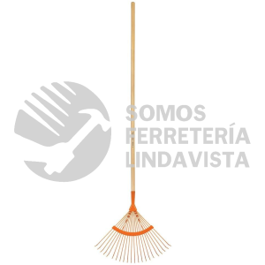 14324 EM-22A ESCOBA METALICA PARA JARDIN CABEZA CURVA 22 DIENTES REDONDOS TRUPER