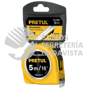 21606 PRO-5MEB FLEXOMETRO AMARILLO 5 M CINTA 19 MM EN TARJETA PRETUL