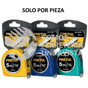 21608 PRO-5MEC FLEXOMETRO 5 M CINTA 19 MM DISPLAY BOX CON 12 PZAS PRETUL