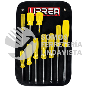 JBUD02 JUEGO DE DESTORNILLADORES CON MANGO AMBAR COMBINADOS, 10 PIEZAS URREA