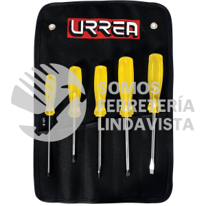 JBUD01 JUEGO DE DESTORNILLADORES CON MANGO AMBAR COMBINADOS, 5 PIEZAS URREA