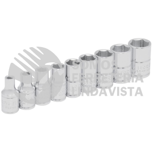 47207 JUEGO DE DADOS CUADRO DE 1/4", 6 PUNTAS, METRICOS EN RIEL, 9 PIEZAS URREA
