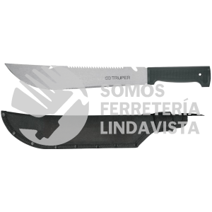 15870 T-460-12XB MACHETE RAMBO 12" CACHA INYECTADA NEGRA CON FUNDA TRUPER