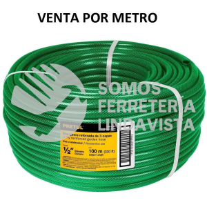 25046 MAN-1/2PR METRO DE MANGUERA 1/2" 3 CAPAS EN ROLLO DE 100 M PRETUL