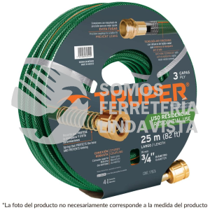 16037 MAN-20X5/8R MANGUERA 5/8" REFORZADA 3 CAPAS 20 M CONEXIONES DE METAL TRUPER