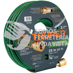 16041 MAN-25X3/4R MANGUERA 3/4" REFORZADA 3 CAPAS CONEXIONES DE METAL 25 M TRUPER