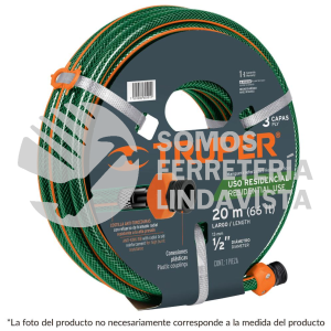 16050 MAN-10X1/2RE MANGUERA 1/2"REFORZADA 3 CAPAS 10 M CONEXIONES PLASTICAS TRUPER