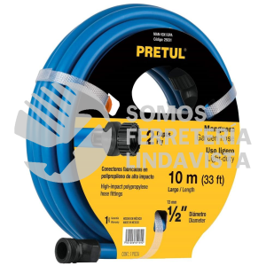 25031 MAN-10X1/2PA MANGUERA AZUL 1/2" 2 CAPAS 10 M CONEXIONES PLASTICAS PRETUL