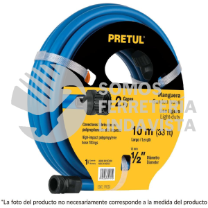 25032 MAN-15X1/2PA MANGUERA AZUL 1/2" 2 CAPAS 15 M CONEXIONES PLASTICAS PRETUL