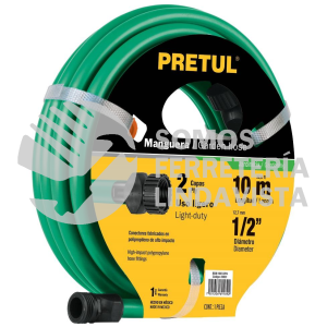22130 MAN-10X1/2P MANGUERA VERDE 1/2" 2 CAPAS 10M CONEXIONES PLASTICAS PRETUL