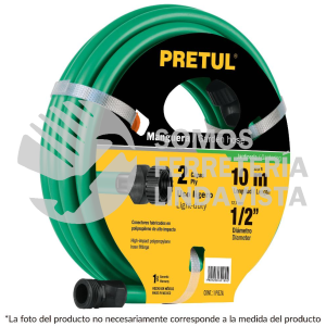 22132 MAN-15X1/2P MANGUERA VERDE 1/2" 2 CAPAS 15M CONEXIONES PLASTICAS PRETUL