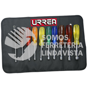 9201B JUEGO DE DESTORNILLADORES CON MANGO AMBAR DE COLORES, DE CAJA EN PULGADAS, 10 PIEZAS URREA