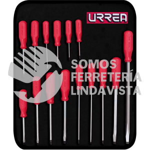 9600ER JUEGO DE 15 DESTORNILLADORES CON MANGO ROJO, COMBINADOS URREA