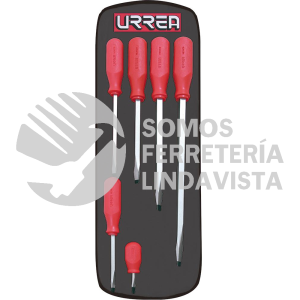 9800AR JUEGO DE 6 DESTORNILLADORES CON MANGO ROJO, COMBINADOS URREA