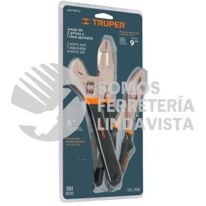 18216 JGO-PEPI-3 JUEGO CON 2 PINZAS Y 1 LLAVE AJUSTABLE MANGO DE PVC TRUPER