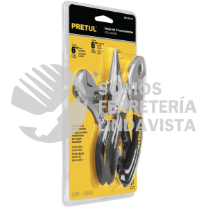 28216 JGO-PEPI-3P JUEGO DE 2 PINZAS Y 1 LLAVE AJUSTABLE MANGO DE VINIL PRETUL