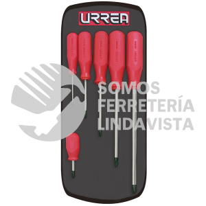 9600AR JUEGO DE 6 DESTORNILLADORES CON MANGO ROJO, PUNTA PHILLIPS URREA