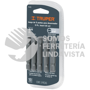 17784 P5-23 PUNTAS PLANAS 3/16" LARGO 2" BLISTER CON 5 PIEZAS TRUPER