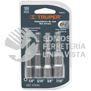 16875 PUNCA-4 JUEGO DE DADOS MAGNETICOS PARA TALADRO 4 PIEZAS EN BLISTER TRUPER