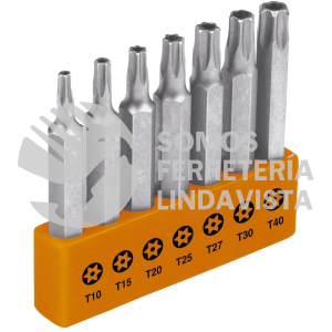 17813 P7-20TS JUEGO DE 7 PUNTAS TORX COMBINADAS C/SEGURO LARGO 2" TRUPER
